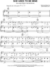 She Used To Be Mine Sheet Music By Sara Bareilles Sheet Music Waitress Musical Ukulele Music