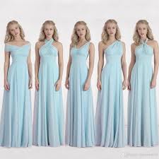 2017 New Cheap Convertible Bridesmaid Dresses Sky Blue Chiffon Long Summer Bea Winter Bridesmaid Dresses Dusty Blue Bridesmaid Dresses Cheap Bridesmaid Dresses