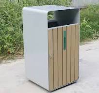 Outdoor Rectangle WPC Wood Garbage Container Trash Can Outside Garden Patio Waterproof Recycle Waste Bin Public Dustbin Box