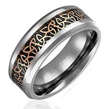 8mm Unisex Or Men S Titanium Wedding Band Irish Triquetra Ring Black And Gold Celtic Knot Carbon Fiber Inlay Seller Savings Direct Triquetra band available with a row of diamonds along both edges as a women's ring or simple edges for a bold men's ring. usd