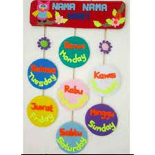 Hiasan dinding kelas bahasa inggris. Pajangan Hiasan Dinding Prakarya Nama Nama Hari Shopee Indonesia