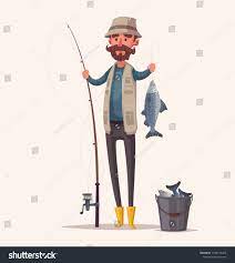 Fisherman With Fishing Rod Fishing Concept Cartoon Vector Illustration Catch A Fish Ad Affiliate Fishing Concept Fish Illustration Cartoon Boy Fishing