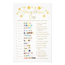 We are trying our best to solve the answer manually and update the answer into here. Gold Star Nursery Rhyme Baby Shower Emoji Game Flyer Zazzle Com Au