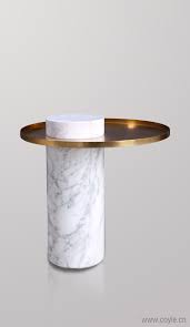 可椅精美小茶几 洽谈小桌 边几 角几 材质为细花白大理石加日本金烤漆拉丝不锈钢 整体尺寸 f55 52 mm 外观细致精美 简约大方 是现代居家布置 室内软装的优选 teapoy tea tabl modern table design bedside table design table furniture