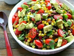 Black Bean Corn Tomato Salad Recipe Avocado And Three Bean Salad Three Bean Salad Bean Salad Recipes Bean Salad
