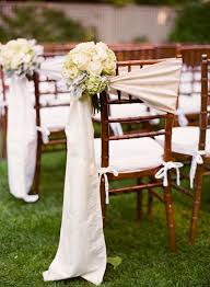 Tulle Wrap On End Chair With Small Green And Yellow Bouquet Could Be Silk Wrap On Ceremony Chairs With Ceremony Chairs White Tent Wedding Hydrangea Bouquet