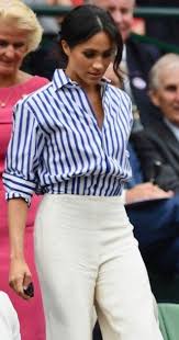 Meghan Markle Wearing Silk Striped Shirt By Ralph Lauren At The Wimbledon Fashion Royal Fashion Affordable Clothes