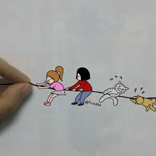 Playing Tug Of War Cat Kitten Home Funny Game Gaming Outdoor Children Mysketch Mydrawing Myart My Drawings Art Techniques Art