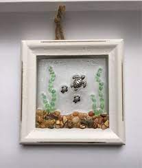 Sea Glass Art Turtle Ornaments Sea Glass Crafts Sea Glass Art Sea Glass Window