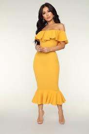 Moments Like This Ruffle Dress Mustard Yellow Dress Outfit Ruffle Dress Mustard Yellow Dresses