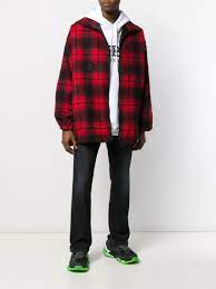 Shop Balenciaga Flannel Zip Up Logo Jacket With Express Delivery Farfetch