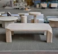 OEM ODM Minimalist Furniture Marble Center Table Side Roman White Beige  Travertine Stone Coffee Table for Living Room and Hall