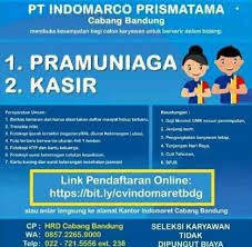 Terdapat banyak lowongan kerja yang mempunyai kemiripan dengan pt indogrosir makassar yang tersedia di loker indonesia terbaru. Lowongan Kerja Indomaret Bandung 2021