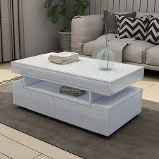 White original coffee table by doug and cristy designs. New Modern White Coffee Table 4 Drawer Storage Shelf High Gloss Wood Living Room Furniture Crazy Sales