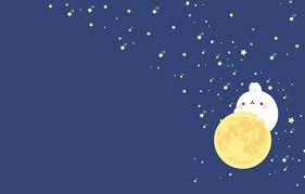 Choose your favorite wallpaper or shuffle random or favorite images from molang animated series in your new tab. Wallpaper Night Mood The Moon Minimalism Stars Art Molang Images For Desktop Section Kodomo Download