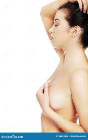 Side View of Nude Woman Touching Her Breast Stock Photo - Image of  isolated, health: 48683648