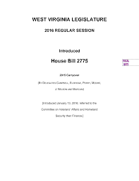 WEST VIRGINIA LEGISLATURE House Bill 2775