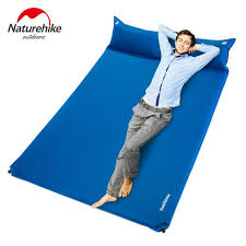 Naturehike Double Size Camping Mattress Two Seat Self Inflating Mat Pad Portable Bed With Pillow Camp Camping Mattress Air Mattress Camping Inflatable Mattress