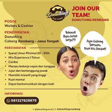 Mulai dari jenjang pendidikan sma. Lowongan Kerja Waiters Dan Chasier Donuthing Cabang Rembang Tanpa Syarat Pendidikan Lowongan Rembang