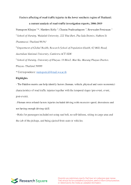 Pdf Factors Affecting Of Road Traffic Injuries In The Lower Southern Region Of Thailand A Content Analysis Of Road Traffic Investigation Reports 2006 2019