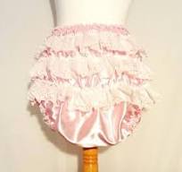 Adult Baby Satin Pink with white lace Frilly Sissy Panties Nappy Cover ABDL  Cosplay Sexy diaper pink satin cd tv unisex xxl xl l