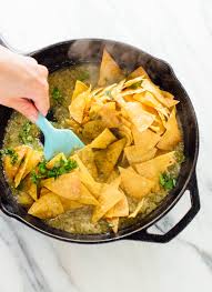 Before serving, throw a few lime rind pieces on top to garnish. Chilaquiles Verdes With Baked Tortilla Chips Cookie And Kate