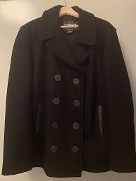 Schott Nyc Mens Wool Blend Peacoat Slim Fit Jacket Black Usa