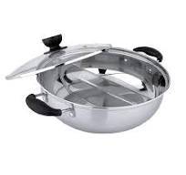 Tayama 11 in. 4 qt. Stainless Steel Shabu Hot Pot with Divider and 3-Ladles  TG-28CS