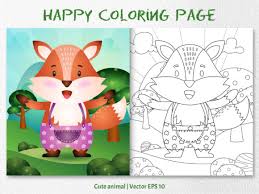 These alphabet coloring sheets will help little ones identify uppercase and lowercase versions of each letter. A Cute Fox Animal 5 Coloring Page Grafico Por Wijayariko Creative Fabrica