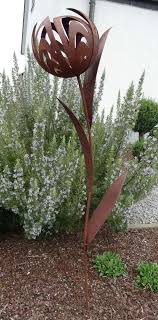 Kelchblume Blume Eisen Edelrost Rost Gartenstecker Gartendeko Windlicht 1 2m Neu Garten Terrasse Dekoration Garten Garten Deko Edelrost Schrottplatzkunst