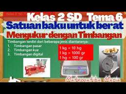 Check spelling or type a new query. Kelas 2 Sd Tema 6 Satuan Baku Untuk Berat Mengukur Dengan Timbangan Youtube
