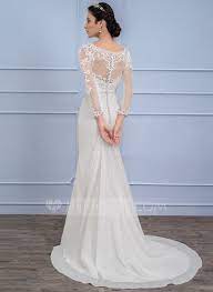 Us 196 00 Trumpet Mermaid Illusion Sweep Train Chiffon Wedding Dress With Bow S Jj S House Bow Wedding Dress Wedding Dresses Summer Wedding Gowns