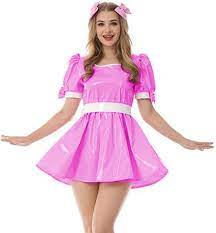 Amazon.com: NC Sissy Dress Sweet PVC Mini Dress Vinyl Short SleeveTank Neck  Dress with Bow Plus Size Lolita Halloween Costume (Small,Apricot,Small):  Clothing, Shoes & Jewelry