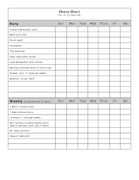 Daily Chore Chart Template Unique Free Blank Chore Charts
