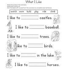 This worksheet doubles as a reading exercise and a great jumping off point for discussion. Fill In The Blank Worksheets 1st Grade Reading Worksheets Reading Worksheets Sentences Kindergarten