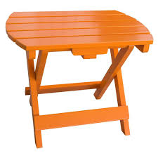 Amerihome Tangerine Orange Wood Outdoor Side Table With Weather Tough Paint Finish 802542 The Home Depot Outdoor Side Table Orange Wood Blue Patio Furniture