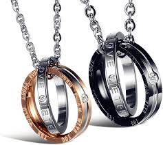 Maybe you would like to learn more about one of these? His Hers Matching Set Titanium Stainless Steel Couple Pendant Necklace Korean Love Style With A Lucky Bean Amazon Com