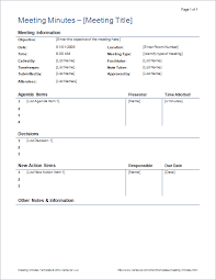 Meeting Minutes Templates For Word