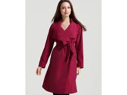 Eileen Fisher Cascading Collar Trench Coat In Dark Primrose Red Lyst