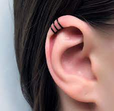 No Piercing Black Three Rings Helix Ear Cuff Triple Rings Helix Piercing Imitation Ohrklemme Ohrclip Ear Jacket Manschette Fake Piercing Ohr Ear Cuff Jewelry Ear Cuff Cartilage Ear Cuff