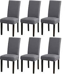 Set of 2 adjustable microsuede dining chair covers seat. Amazon Com Dining Chair Cover Set Of 6 Pack High Back Chair Slipcovers Universal Stretch Elastic Chair Protector Seat Covers For Dining Room Wedding Banquet Party Decoration Gray Kitchen Dining