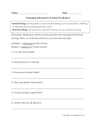 Changing Informal To Formal Worksheet Word Problem Worksheets Word Problems Informational Writing