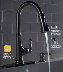 Soo… here is the first one and it is the moen arbor 7594esrs pulldown kitchen faucet. Glacier Bay Touchless Led Single Handle Pull Down Sprayer Kitchen Faucet With Soap Dispenser In Stainless Steel 67536 0508d2 The Home Depot Kitchen Faucet Touchless Kitchen Faucet Best Kitchen Faucets