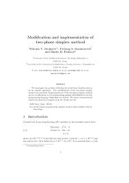 Pdf Modification And Implementation Of Two Phase Simplex Method