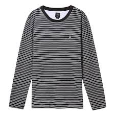 Black and white striped long sleeve shirt under t shirt. Vans Striped Long Sleeve T Shirt Black Vans