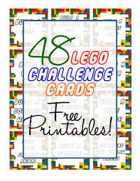 Build the tallest tower you can before it topples. Lego Challenge Cards