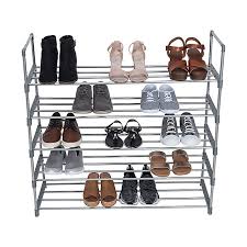 Songmics 5 tier shoe rack standing storage organizer for 25 pairs of shoes black 88 x 28 x 91 cm capacity: Simplify 5 Tier Stackable Shoe Rack In Grey Bed Bath Beyond