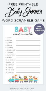 Print out a word scramble game sheet for each baby shower guest and pass them out with pens or pencils. Free Printable Baby Shower Games Baby Shower Word Scramble Free Printable Baby Shower Games Baby Shower Wording Free Baby Shower Games