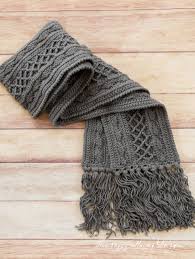 Chunky knit scarves make us want to reach out and touch the squishy, pretty textures. Beautiful Skills Crochet Knitting Quilting Snow Country Super Scarf Free Unisex Crochet Pattern