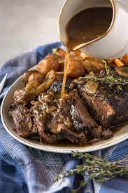 Add french onion soup to the slow cooker. Nana S All Day Crock Pot Roast The Crumby Kitchen